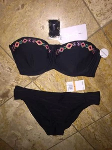 Nwt Jessica Simpson Schwarz Uw Beauty Bralet Bikini Badeanzug 2pc Satz Damen - Picture 1 of 4