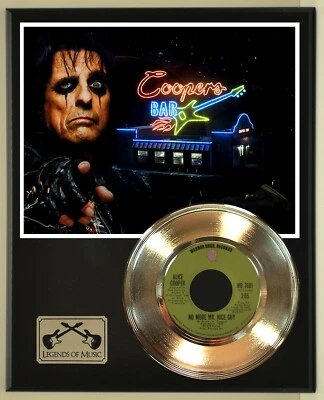 Alice Cooper 45  Gold Plated Record Display on an Open Air Wood Plaque. 02 - Image 1 of 4