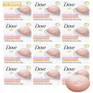Dove Pink Beauty Cream Bar Soap – 1/4 Moisturizing Cream, Pack of 12 (135 g) 4.7 - Picture 1 of 2