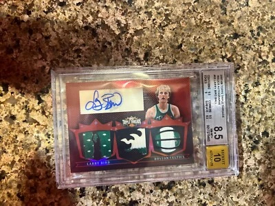 Larry Bird Signed 2007-08 Topps Triple Threads Relics BGS 8.5 Auto 10 #7/9 - Image 1 of 3