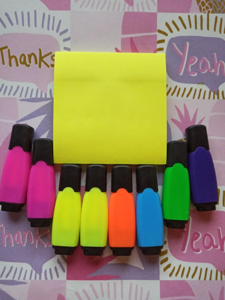 Textmarker mini  Haftnotizen ( Selbstklebend) 60 Blatt Schule Büro Uni Marker - Bild 1 von 1