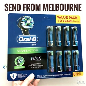 NEW Braun Oral-B Power Toothbrush Cross Action Refills 8 Pcs Brush Black Edition - Picture 1 of 10