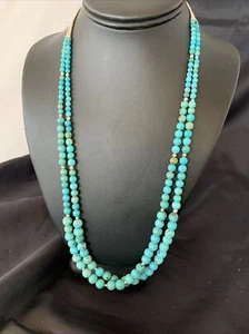Blau Türkis Natur 2 Strang Navajo Sterlingsilber Perlen Halskette 25" 11665 - Bild 1 von 12