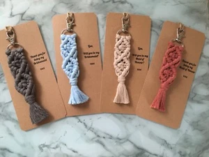 Macrame Keyring Keychain Bag Charm Baby Shower Favour Bridal shower Bridesmaid - Picture 1 of 21