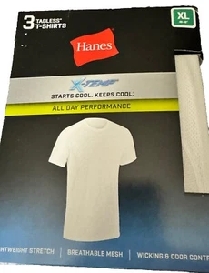 Hanes Men's Mesh White Undershirt Pack, X-Temp, 3-Pack, White, Size XL - Picture 1 of 10