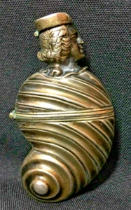 Antiguo cuerno de plata esterlina estilo facial de 2 aberturas caja de tabaco - Imagen 1 de 6