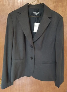 NWT Ann Taylor size 12 dark gray herringbone 2 button blazer suit jacket $198 - Picture 1 of 6