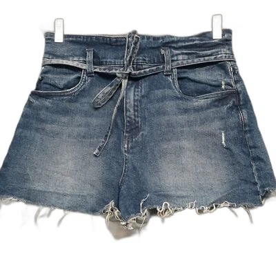 Kut from the Kloth Womens Sz 8 High Rise Denim Shorts Belt Raw Hem Distressed - Image 1 of 4