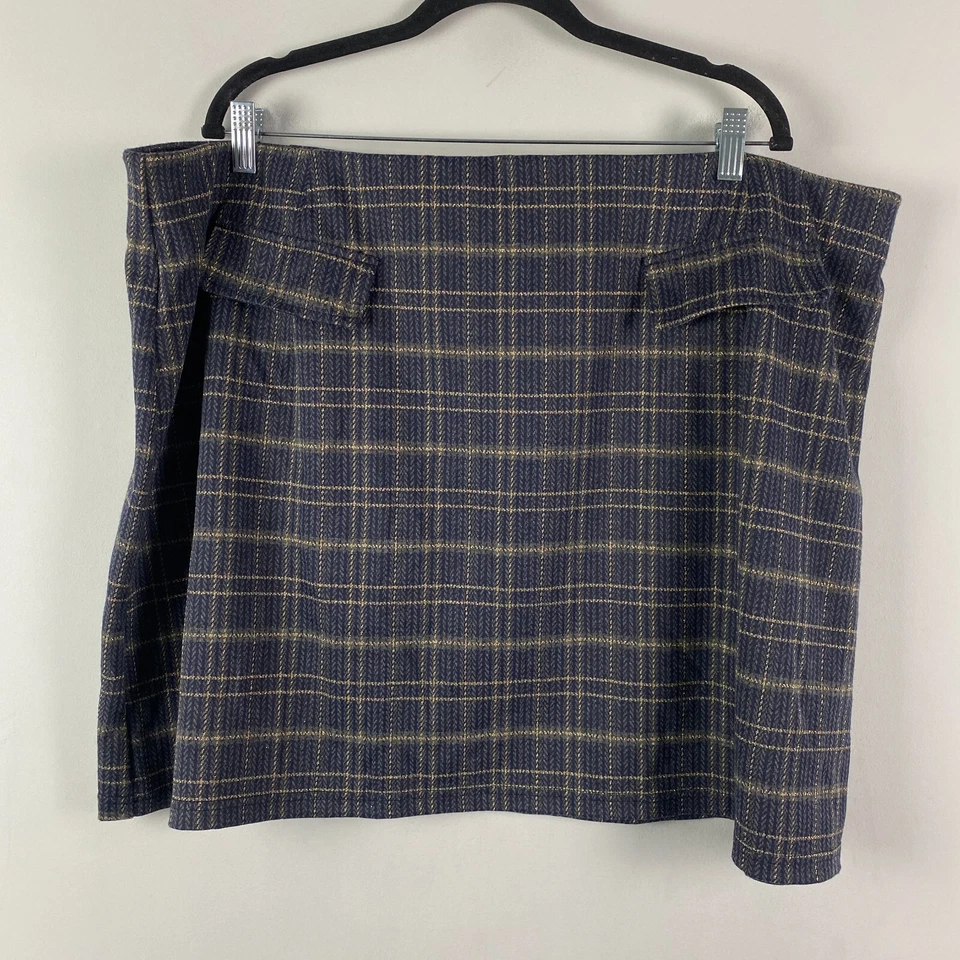 Modcloth Sweet Silver Linings Metallic Plaid Mini Skirt Size 3X Dark Academia - Image 1 of 4