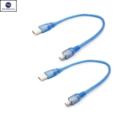 2PZ CAVO USB MINI MASCHIO MASCHIO TIPO A - B CAVETTO 30cm PER ARDUINO NANO E PC