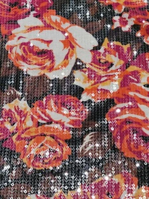 Blusa sin mangas BONGO LENTEJUELAS ESTAMPADO FLORAL Talla S Negra Roja Naranja Blanca  Foto 1 de 4