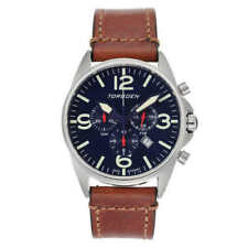 Torgoen T16 Black Chronograph Brown Vintage Leather Strap Pilot Watch Great Gift