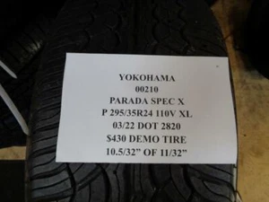 1 DEMO TIRE YOKOHAMA PARADA SPEC X P 295 35 24 110V XL 210 - Picture 1 of 5