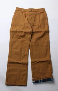 Carhartt Boy's Loose-Fit Canvas Flannel Lined Bootcut Pant CA4 Brown Size 10 NWT - Picture 1 of 5