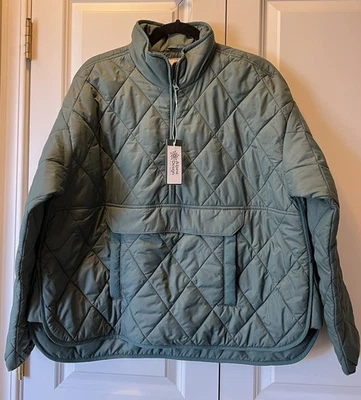 Alpine Design Women’s Quilted Anorak Jacket Faded Evergreen Medium Pullover NWT! - Image 1 of 4