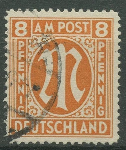 Bizone 1945 AM-POST Englischer Druck, Papier y, 14 B y gestempelt - Picture 1 of 1