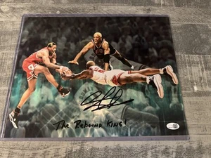 Dennis Rodman Signed Photo METALLIC 11X14 Basketball Bulls Auto JSA INSCRIBED - Picture 1 of 4