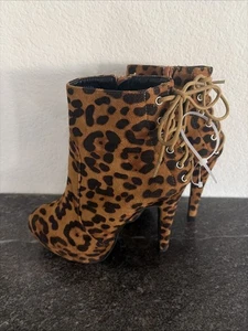 Lov Mark Liana Damenschuhe Größe 6 Leopardenmuster Wildleder mit Absatz Reißverschluss - Bild 1 von 5