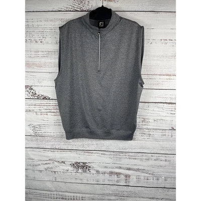 FootJoy FJ Mens Large Gray 1/4 Zip Golf Vest Sleeveless Pullover Performance Top - Image 1 of 4