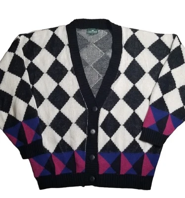Cárdigan Suéter Tejido Cabin Creek De Colección Abuela Mamá Años 90 Retro HECHO EN EE. UU. Talla L Foto 1 de 4