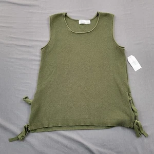 Time And Tru Pullover Damen Große L Ärmellos Pulli Seitenschleifen Strick Grün - Bild 1 von 12