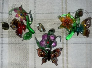 Heirloom Ornaments Christmas Butterfly Rainbow #4 Set Of 3. Hand blown Glass - Picture 1 of 12