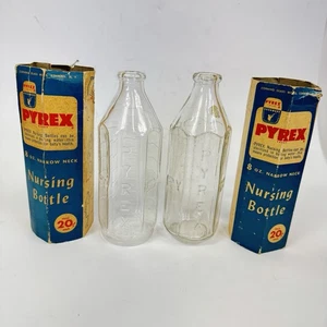 2 Corning Pyrex 8 Unzen Enghals Glas STILLFLASCHE mit Hülle Verpackung Vintage - Bild 1 von 5