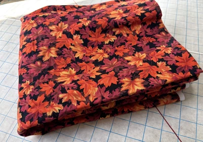 Vintage David Textiles Fall Leaves Black Quilting Cotton Fabric 6.5 Yards 44" - Image 1 of 4