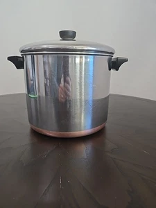 Vtg Revere Ware Copper Bottom 8 QT Stockpot Tall w/Lid  Rome, NY USA pre 1978 - Picture 1 of 14