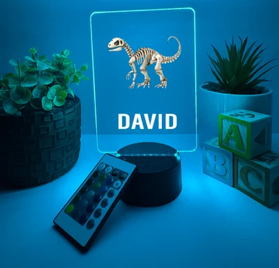 UV Printed Skeleton Light Up Personalized FREE Dinosaur LED Lamp Kid Friendly - Image 1 of 4