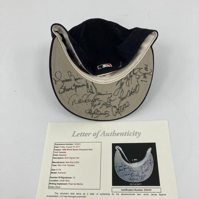 1999 New York Yankees W.S. Champs Signed Hat Derek Jeter Mariano Rivera JSA COA - Image 1 of 4