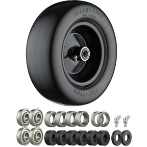 11x4.00-5 Lawn Mower Tires Flat Free with 3/4" or 5/8" and 1/2" Bearings, 3.2... - Picture 1 of 6