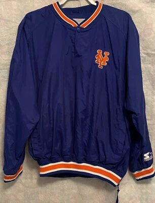 VTG Starter NY New York Mets MLB Baseball Lined Nylon Pullover Jacket Size L - Image 1 of 4