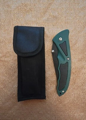 FROST TACTICAL HUNTER POCKET KNIFE WITH BELT CASE OR CLIP GREEN - Image 1 of 4