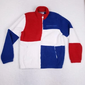 FILA Fleece Jacket Colorblock Full Zip S Red Blue White Retro Sportstyle 90s - Picture 1 of 10