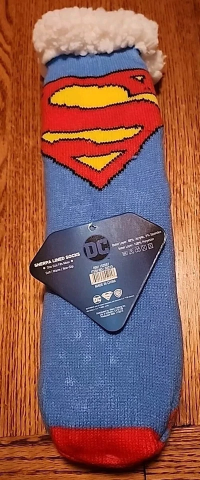 Calcetines antideslizantes forrados "talla única" DC Comics Superman Sherpa nuevos con etiquetas Foto 1 de 4