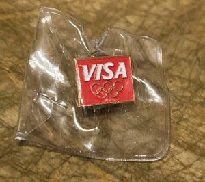 Pin Olímpico VISA ~ 5 Anillos ~ sin fecha ~ Rojo ~ Años 90 Vintage - Imagen 1 de 2