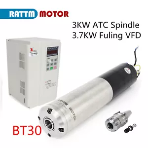 3KW 220V ATC Automatik Werkzeugwechsel Spindelmotor BT30 Halter + 3,7KW Wechselrichter VFD - Bild 1 von 12