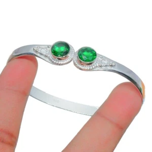 Chrome Diopside Gemstone Handmade 925 Sterling Silver Jewelry Bangle Cuff - Picture 1 of 6