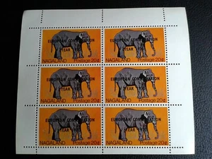 GB LOCALS Nagaland elephanth - 1970 Conservati Year overprint sheet of 6 MNH** - Picture 1 of 1