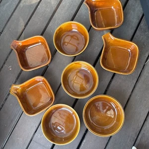 JAPAN Vintage Soup And Dessert Bowls Dark Orange Glaze - Picture 1 of 6