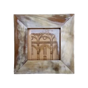 Stunning Natural Horn Picture Frame 6 1/2”w X 8 1/2” H Opening 3 1/2” X 5 1/2” - Picture 1 of 15