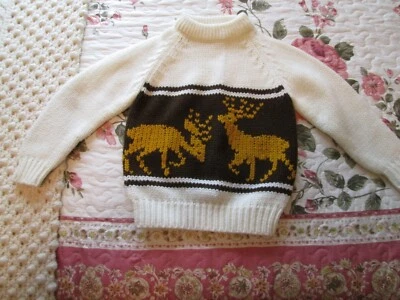 SUÉTER VINTAGE NIÑO CON CIERVO EXCELENTE ESTADO AÑOS 60 Foto 1 de 4