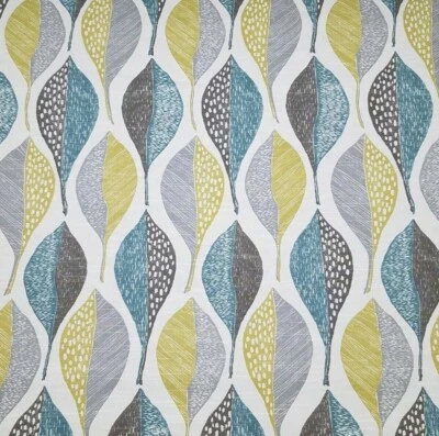 Woodblock Leaf in Rain BTY Robert Allen 100% Cotton Slub Duck 54" Wide Aqua