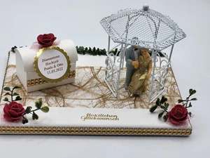 Geldgeschenk Gold /Diamanthochzeit mit Namen Brautpaar Pavillon Glückwunschkarte - Bild 1 von 2