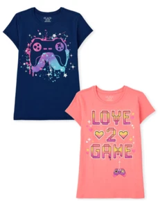 The Childrens Place Girls Game Graphic Tee Short Sleeve- 2 pack S (5-6) NWT - Picture 1 of 3