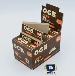 OCB Brown Virgin UNBLEACHED Roach Filter Tips Perforated Rolling Smoking Papers - Picture 1 of 15