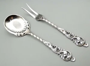 Vintage 830er Silber Brodrene Lohne Serviergabel Löffel Dobbel Rokokko Norwegen - Bild 1 von 6