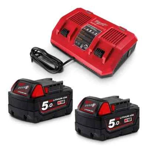 MILWAUKEE 18V REDLITHIUM ION HIGH OUTPUT 2 X 5.0AH DUAL BAY STARTER PACK M18SPD5 - Picture 1 of 1
