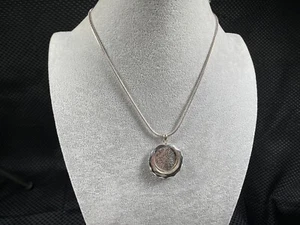 BRIGHTON LOVE AFFAIR Swing Silver Pendant REVERSIBLE Necklace Gorgeous  IN7217 - Picture 1 of 8